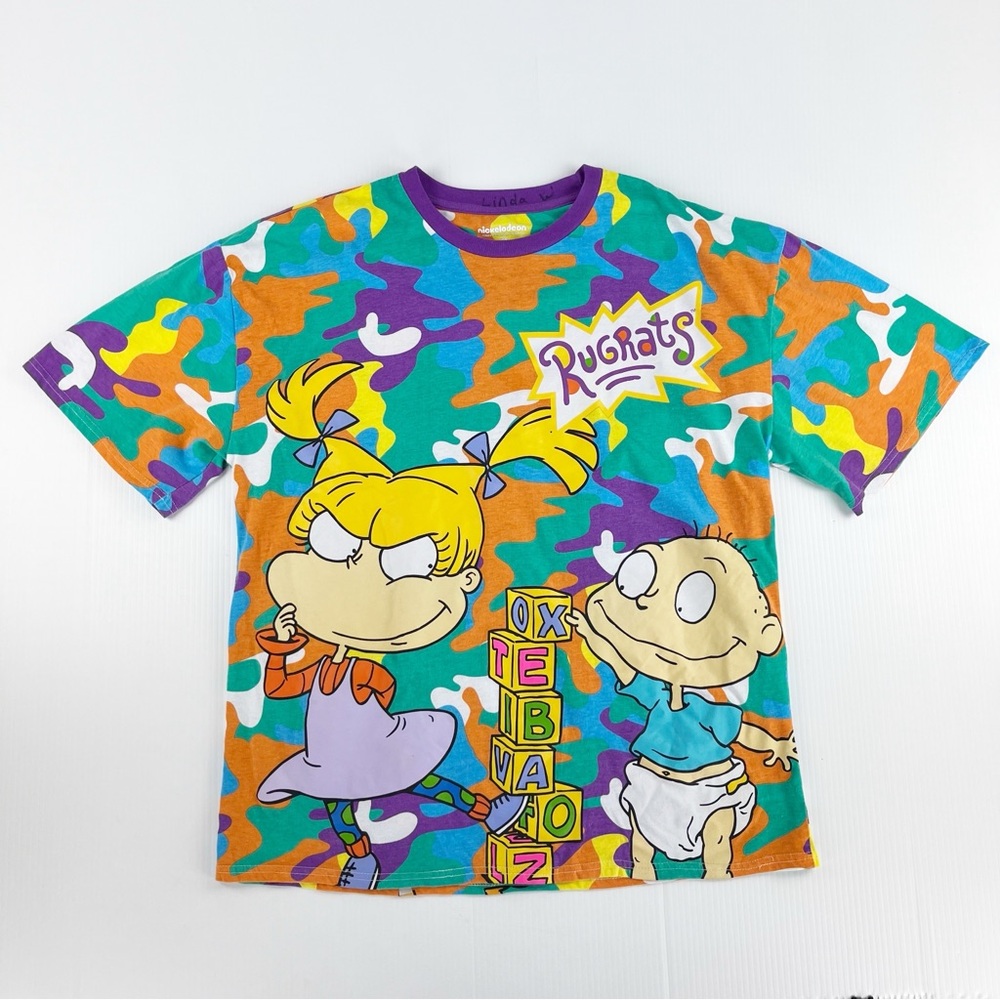 Nickelodeon Viacom 2022 Rugrats Camouflage All Over Short Sleeve T Shirt Top